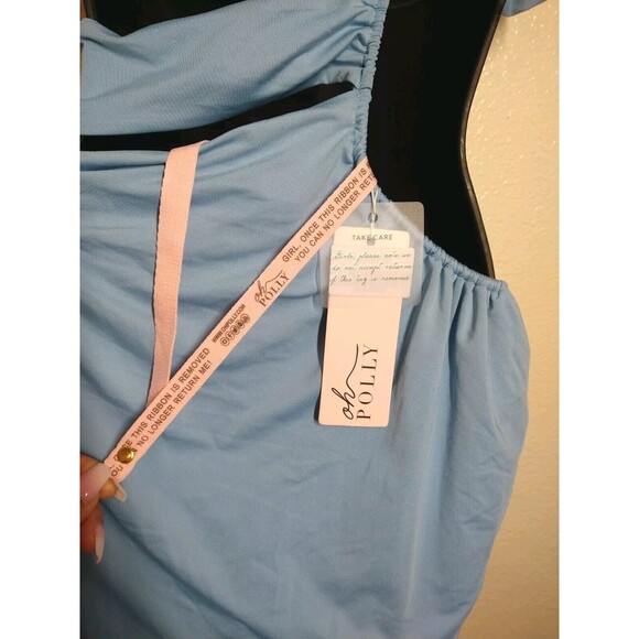 Girls' Night Out Blue Asymmetric Mini Dress Cut-Out Side Party Clubwear Oh Polly - Picture 6 of 8